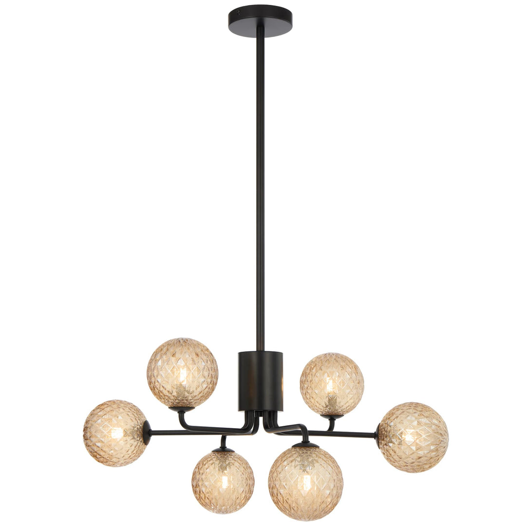 Telbix Black Felton 6 Light Pendant | Amber Tear