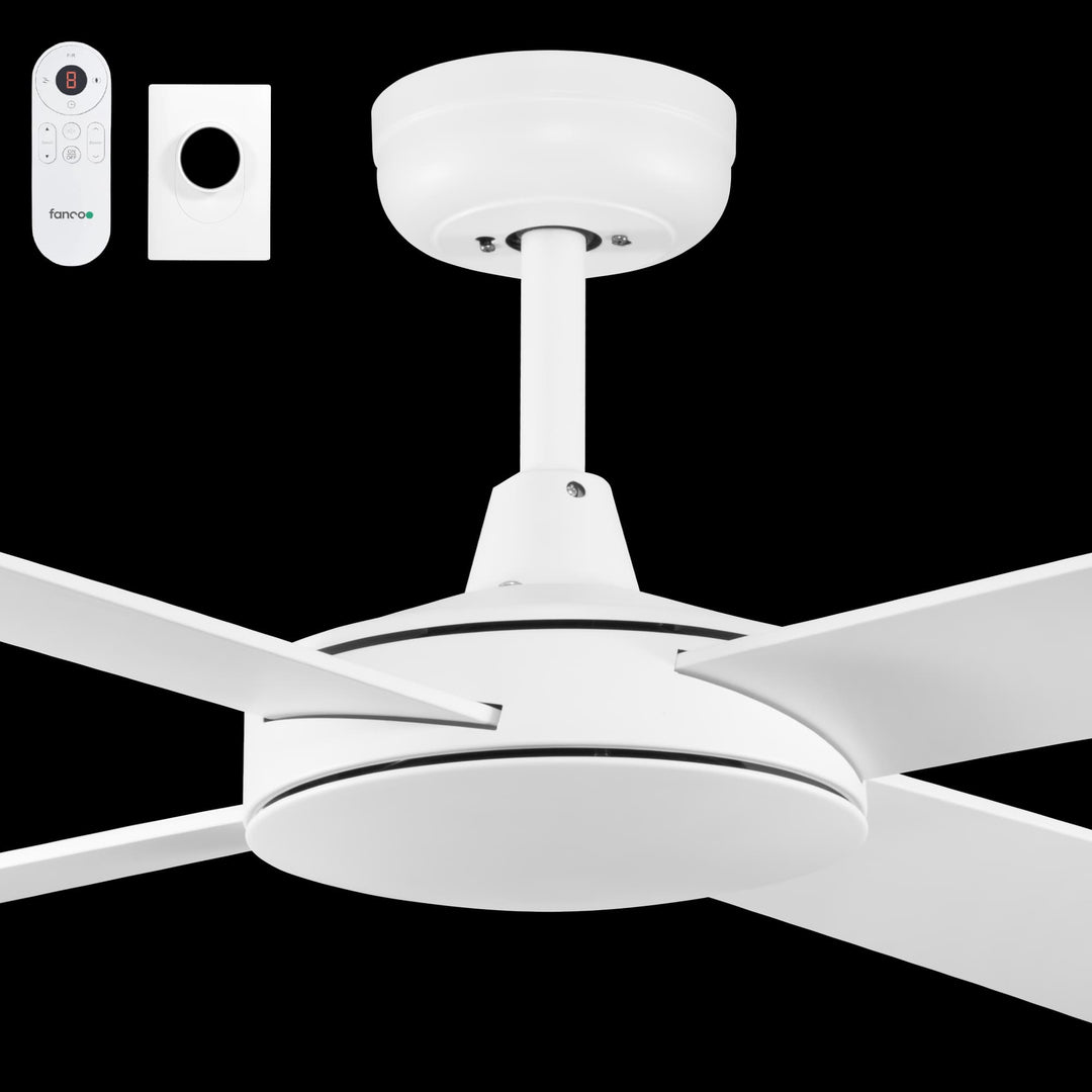 Fanco Eco Silent Deluxe 56" Smart DC Ceiling Fan with TriControl | White