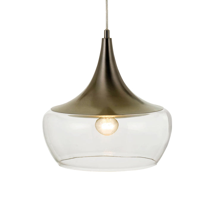 Telbix Landy Glass And Metal Pendant Light | Clear With Matt Nickel