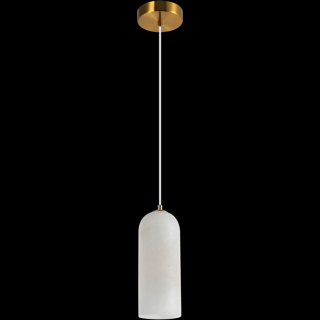 Calibo Bower Modern Alabaster Stone 1 Light Pendant Light | Brass