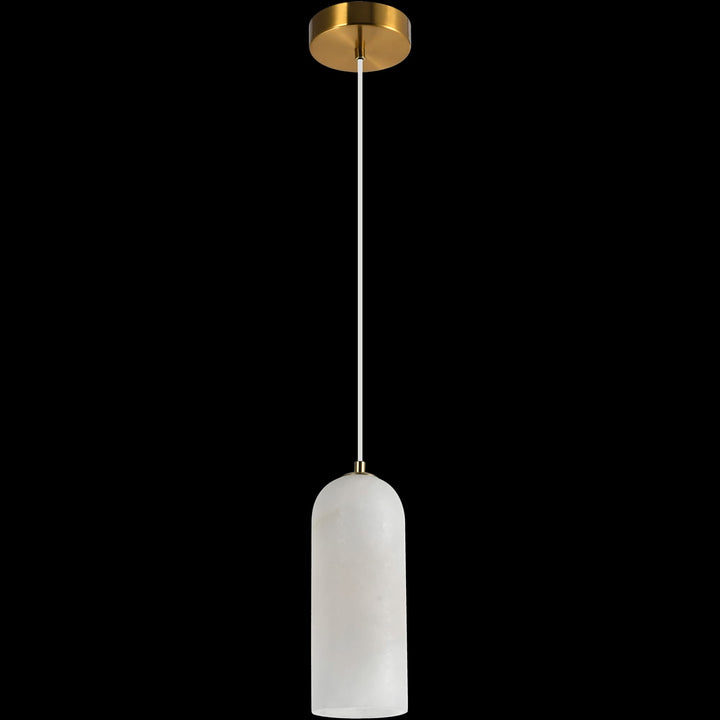 Calibo Bower Modern Alabaster Stone 1 Light Pendant Light | Brass