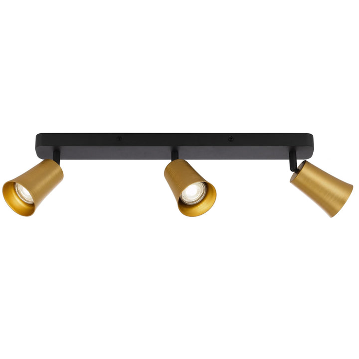 Telbix Alvey 3 Light Bar Spot Light | Gold and Black