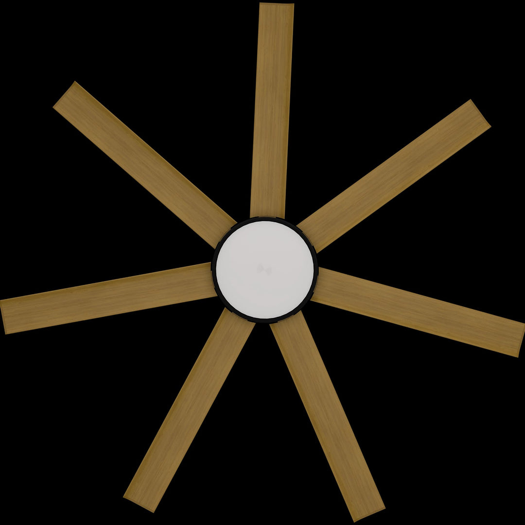 Calibo Alula 60" (1524mm) 7 Blade Indoor/Outdoor DC Ceiling Fan with 24W Light & Remote | Black & Teak