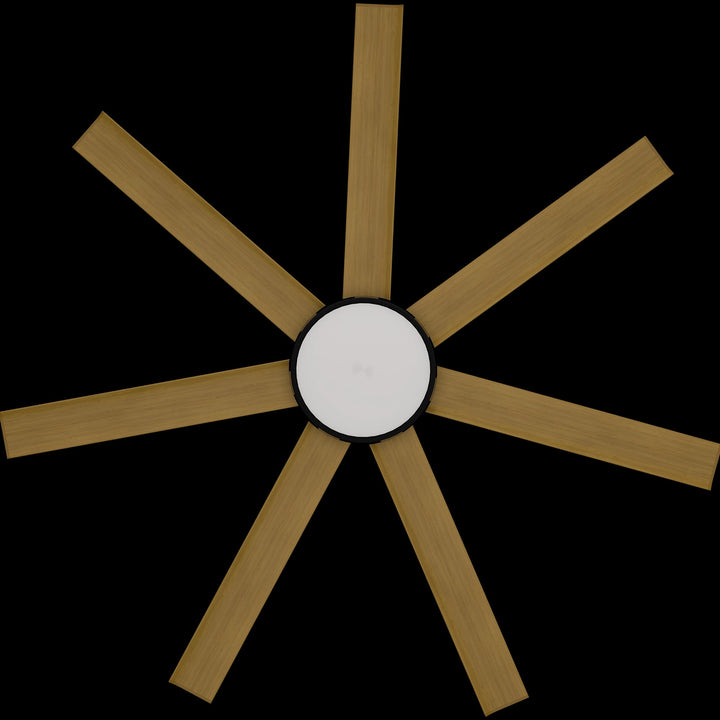 Calibo Alula 60" (1524mm) 7 Blade Indoor/Outdoor DC Ceiling Fan with 24W Light & Remote | Black & Teak