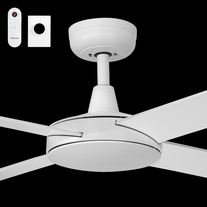 Fanco Eco Silent 52" DC Ceiling Fan with Wall Control and Remote | White
