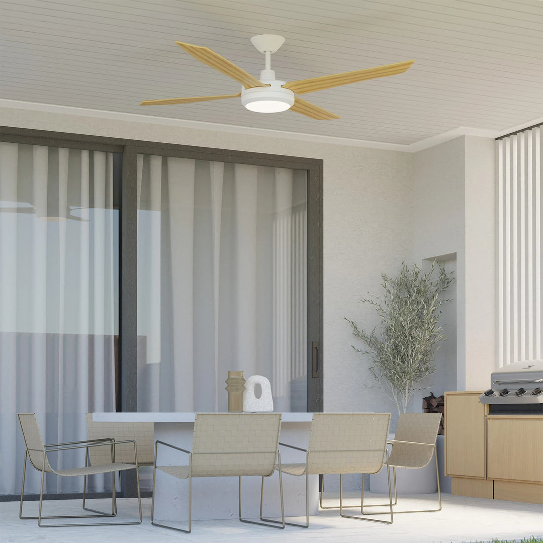 Calibo Enviro 60" (1530mm) DC Ceiling Fan with 18W CCT LED Light and Remote | White & Bamboo