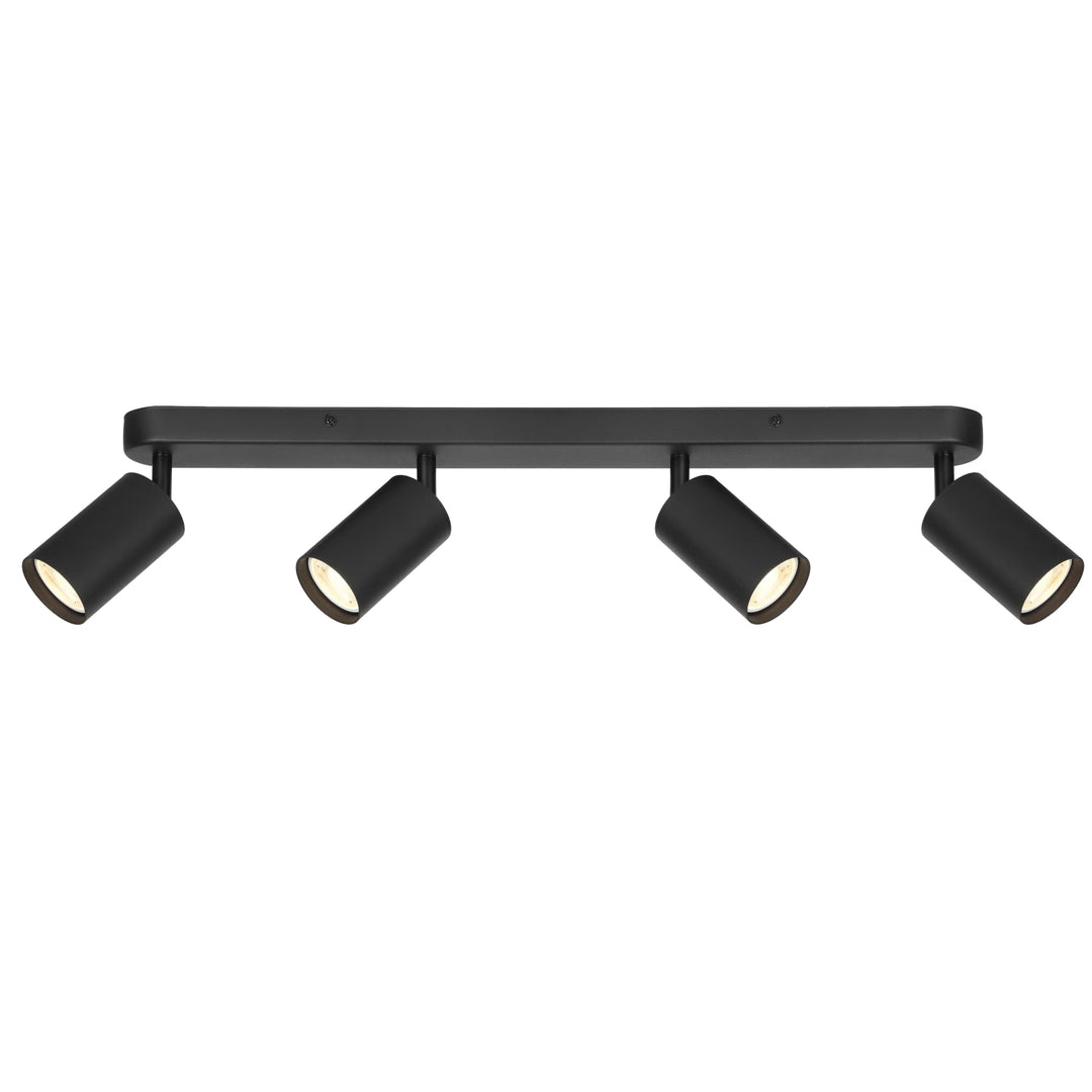 Telbix Picard 4 Light Minimalist Bar Spotlight with Rotatable Heads | Black