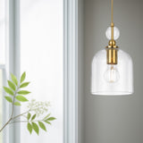 Telbix Rotif Classic Pendant with Clear Glass Dome and Brass Accents | Brass