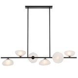 Telbix Zecca 6 Light Bar Pendant | Black & Frost Glass