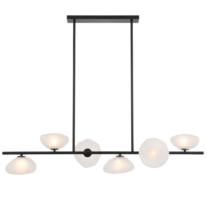 Telbix Zecca 6 Light Bar Pendant | Black & Frost Glass