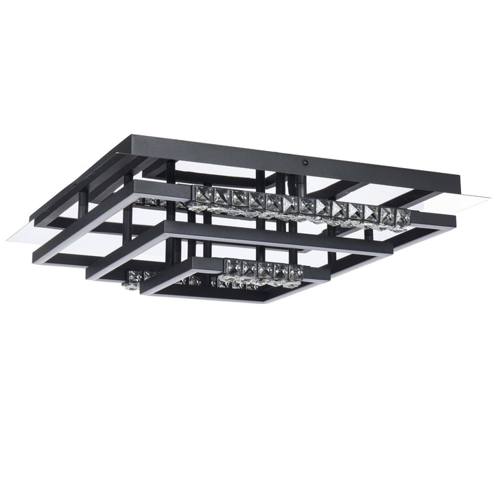 Telbix Zafra Tricolour LED Square CTC Light with Crystals | Black