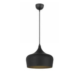 Telbix Polk Brushed Black Shade Pendant Light (E27) | Medium