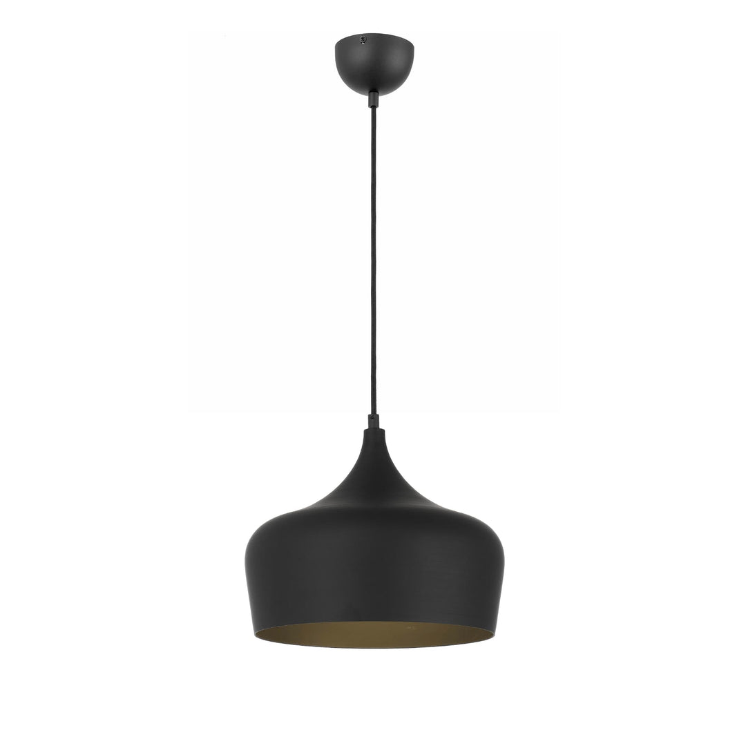 Telbix Polk Brushed Black Shade Pendant Light (E27) | Medium