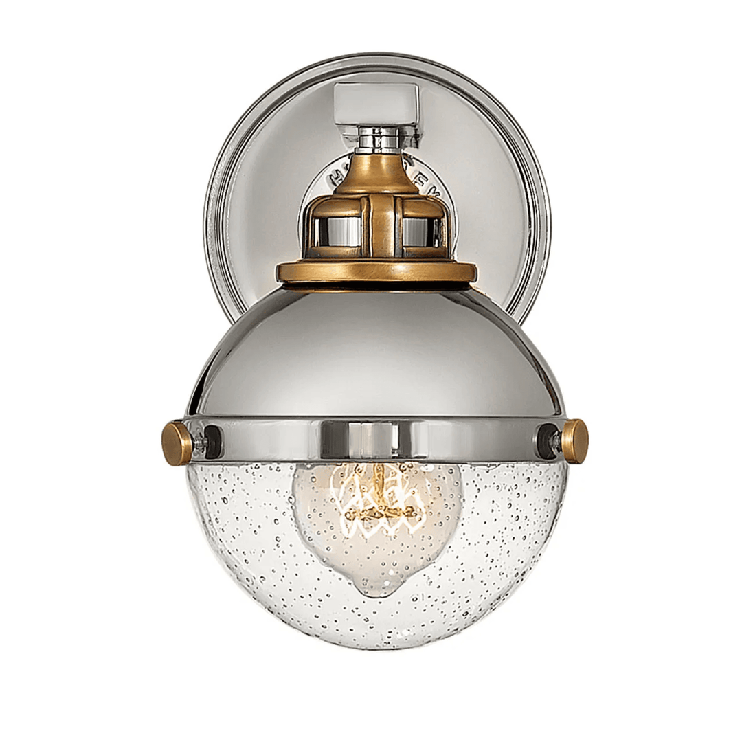 Hinkley Fletcher Traditional Single Wall Light (E27) | Polished NIckel & Heritage Brass
