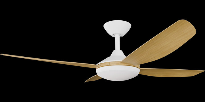 Calibo Vanga 48" DC Smart Ceiling Fan with LED Light and Remote Control | White and Bamboo