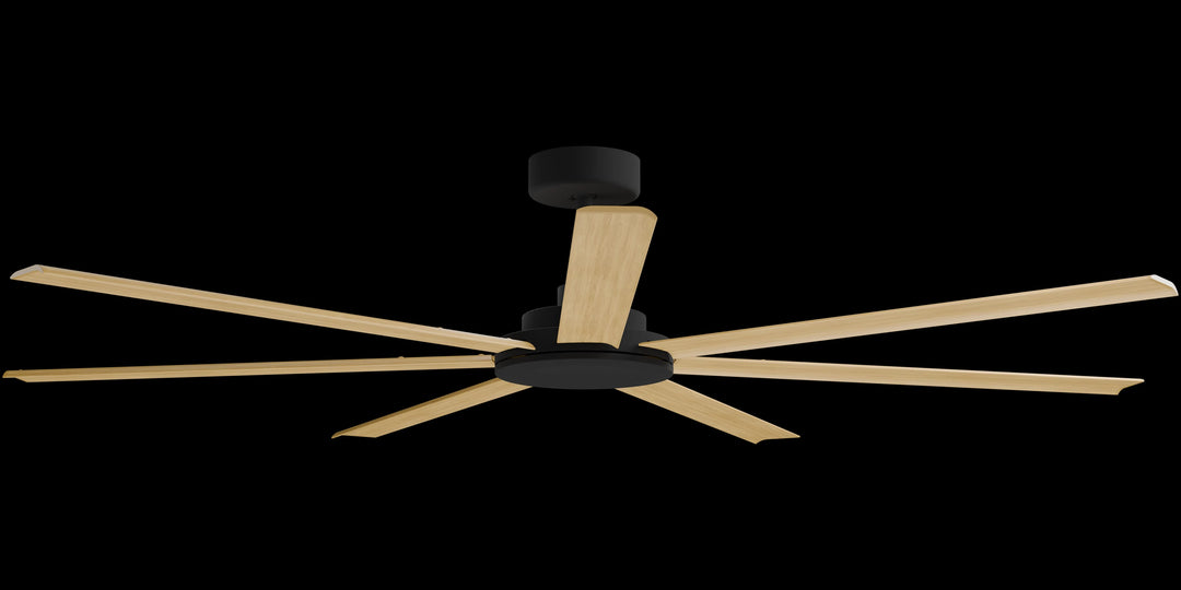 Calibo Alula 80" (2032mm) 7 Blade Indoor/Outdoor DC Ceiling Fan & Remote | Black & Bamboo