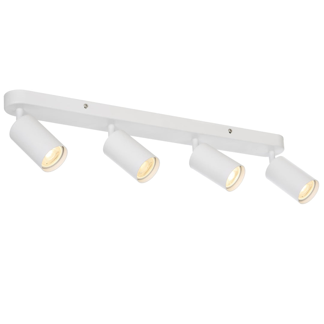 Telbix Picard 4 Light Minimalist Bar Spotlight with Rotatable Heads | White