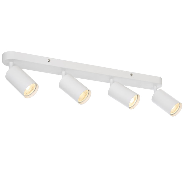 Telbix Picard 4 Light Minimalist Bar Spotlight with Rotatable Heads | White