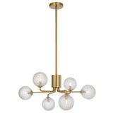 Telbix Antique Gold Felton 6 Light Pendant | Clear Prism