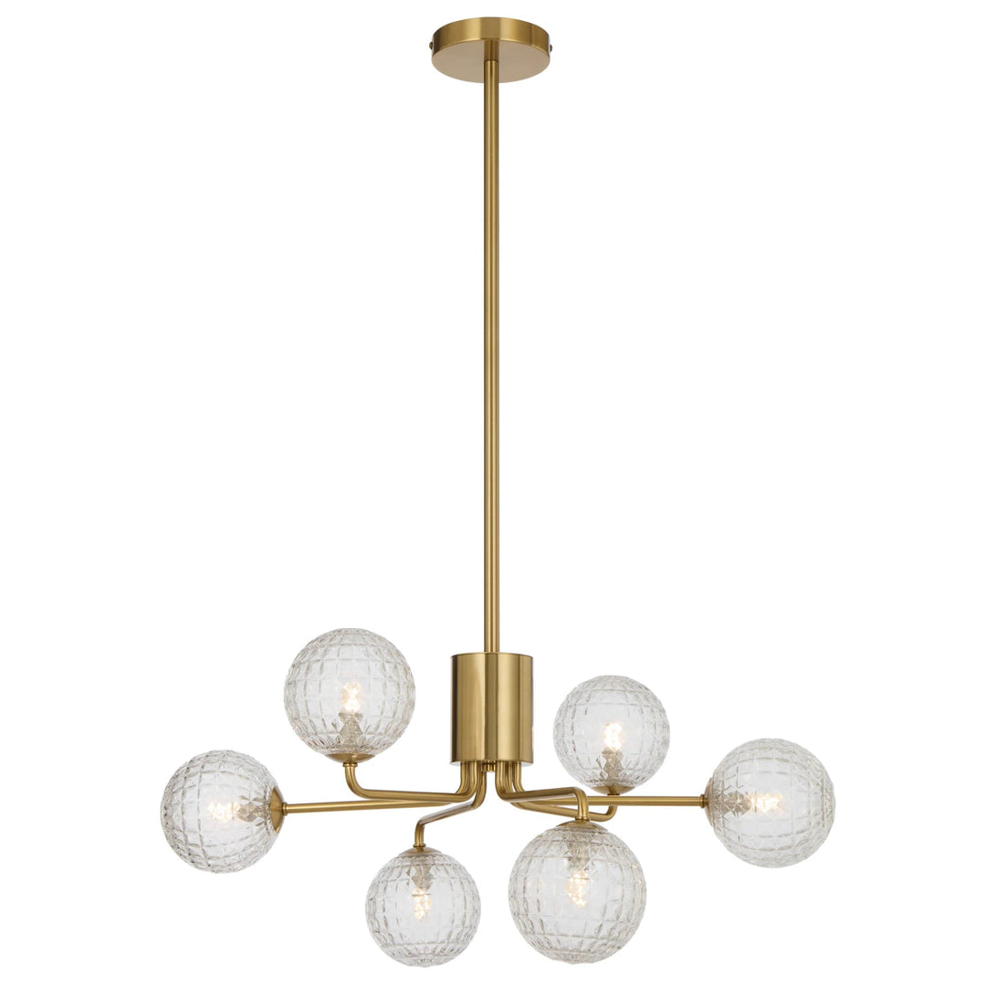 Telbix Antique Gold Felton 6 Light Pendant | Clear Prism