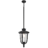Telbix Ramiro Large Outdoor Lantern Pendant with Textured Glass and Multiple Suspension | Black