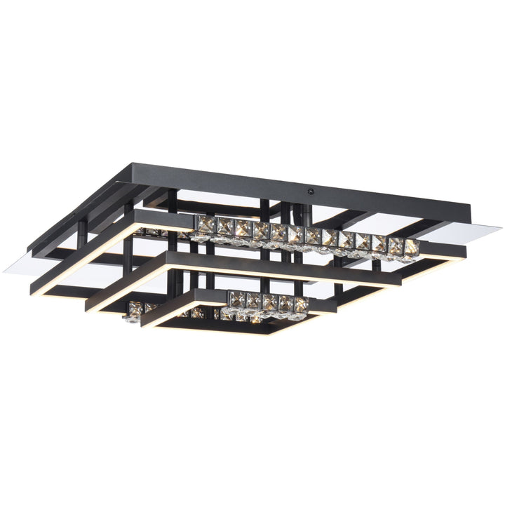 Telbix Zafra Tricolour LED Square CTC Light with Crystals | Black