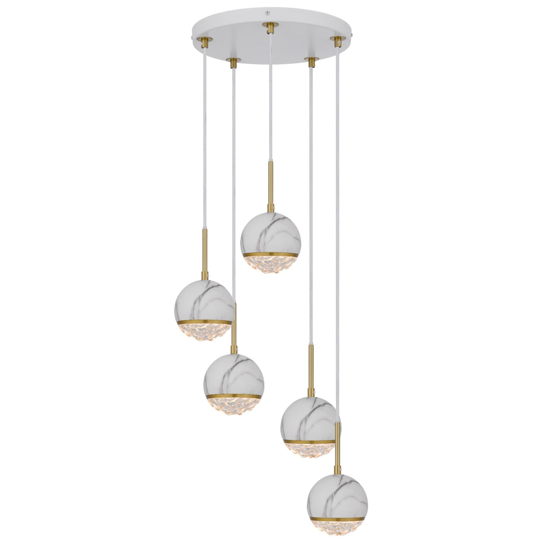 Telbix Oneta 5 Light Cluster Pendant | White