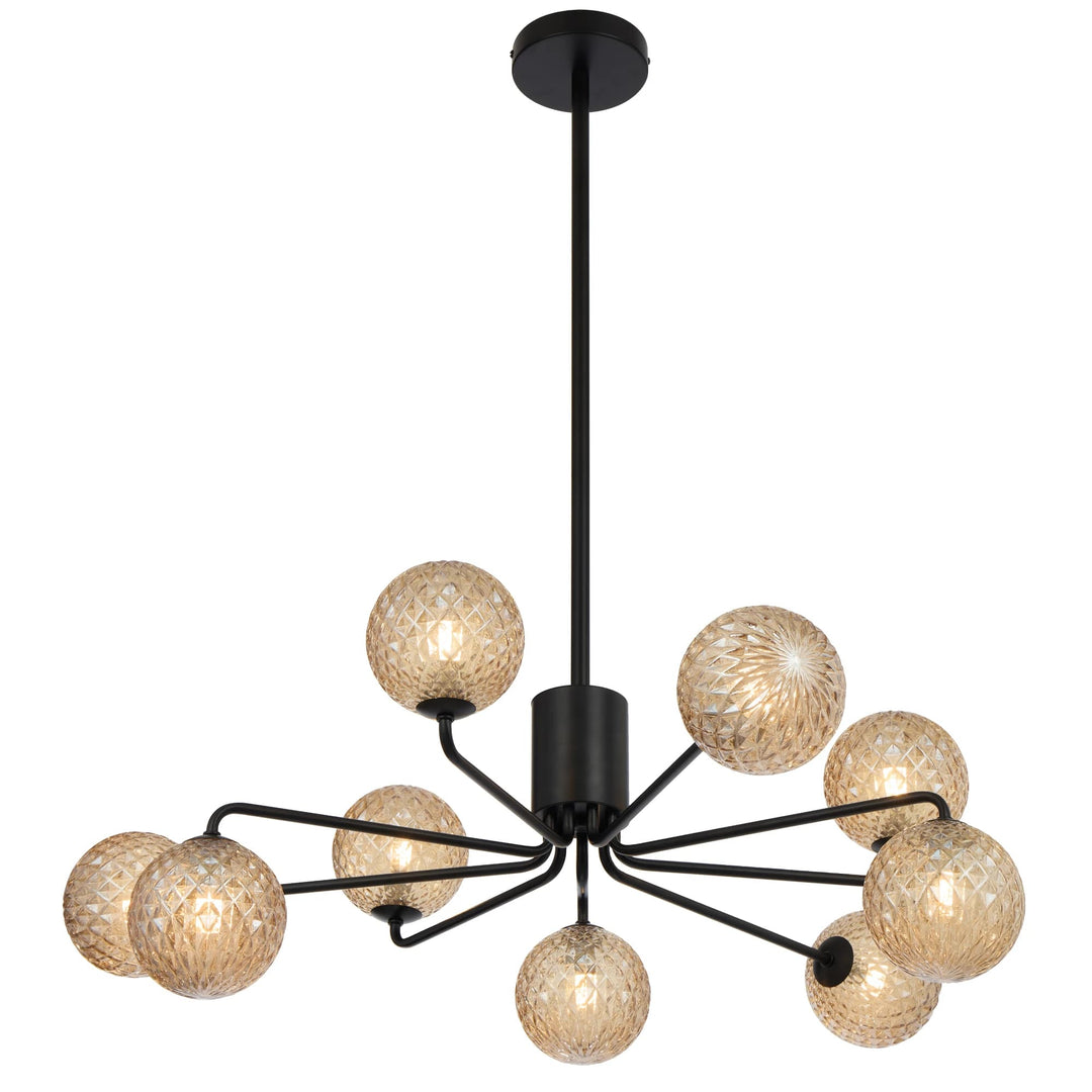 Telbix Black Felton 9 Light Pendant | Amber Tear