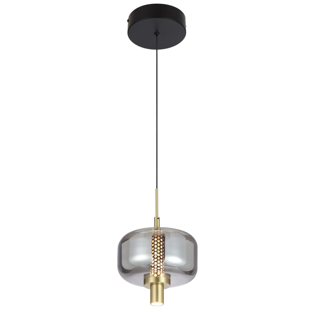 Telbix Volen 1 Light LED Pendant | Black and Smoke