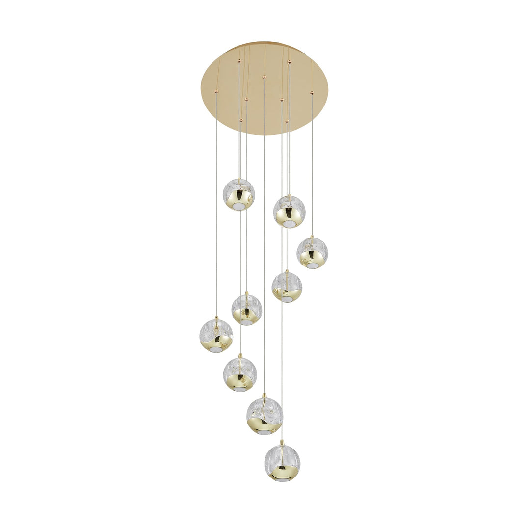 Telbix Segovia 9 Light LED Pendant | Gold