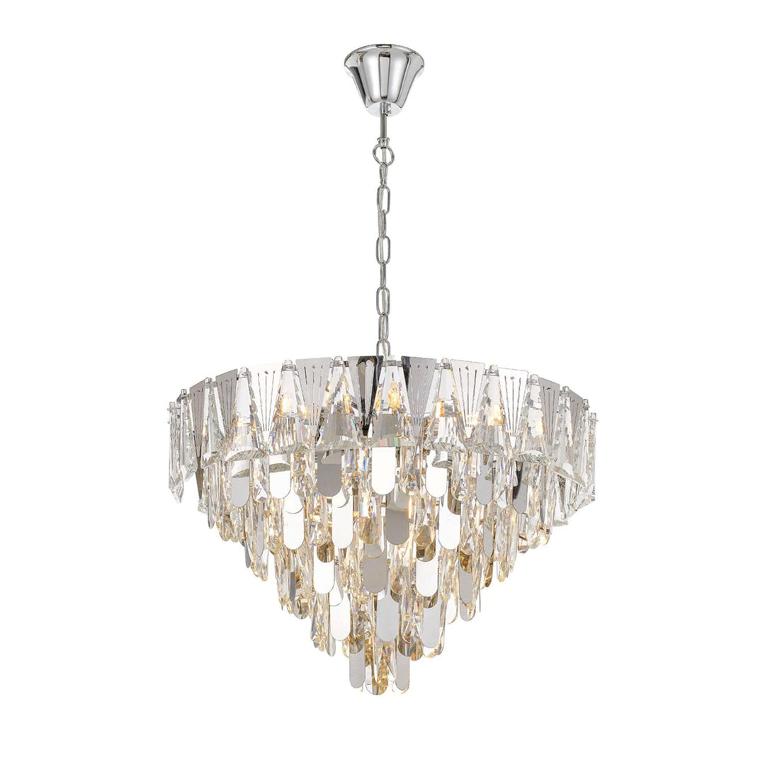 Telbix Valerie Chrome and Crystal Traditional Pendant Light (E14) | Large