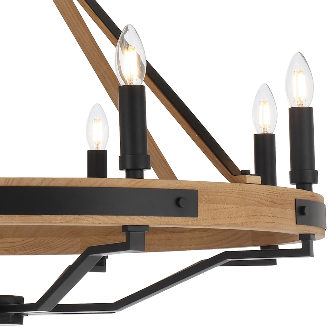 Telbix Darien 8 Light Pendant | Ash Wood