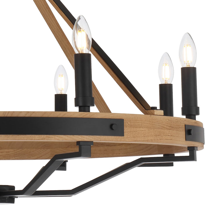 Telbix Darien 8 Light Pendant | Ash Wood
