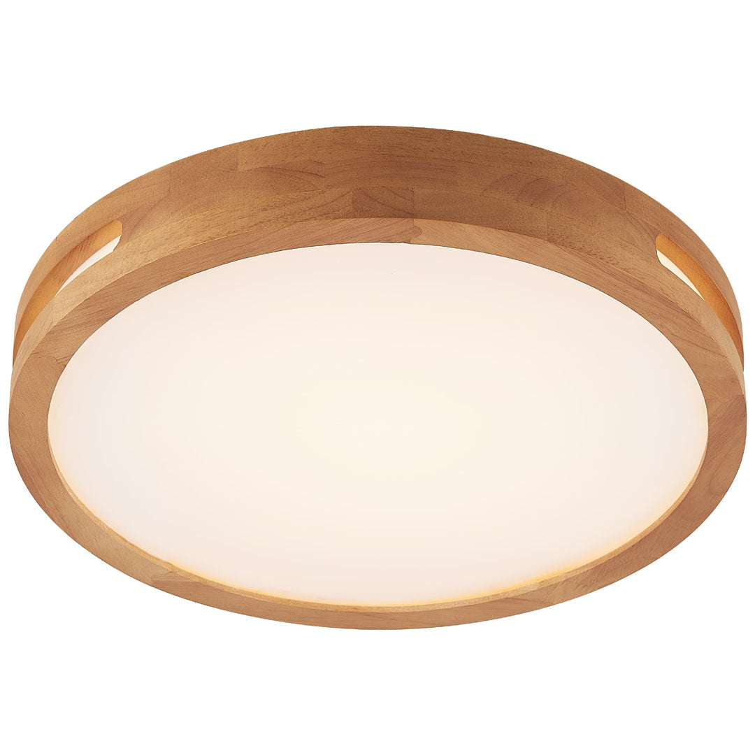 Telbix Thalia Tricolour LED Round Oyster Light with Wood Accent | Large