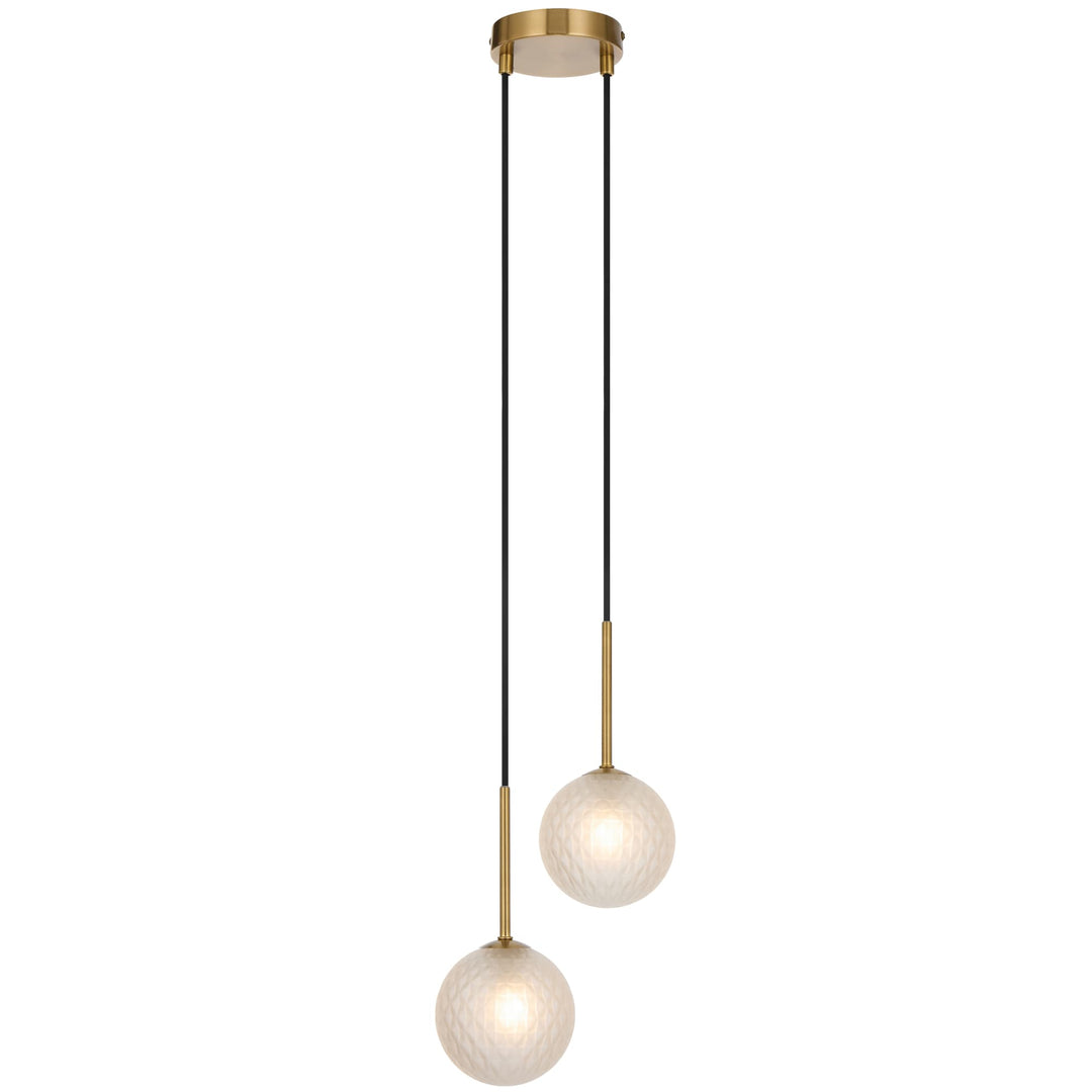 Telbix Gaston Antique Gold 2 Light Pendant Light | Frost Tear