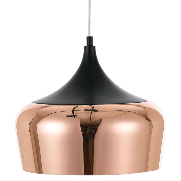 Telbix Polk Copper Shade With Black Pendant Light (E27) | Medium