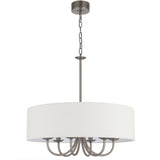 Telbix Shiron Soft Fabric Drum Shade 6 Light Pendant | Nickel