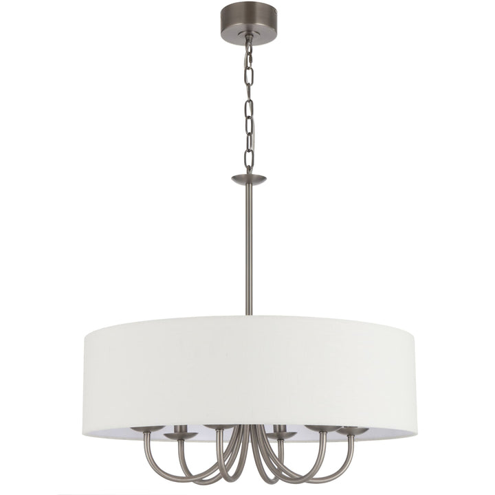 Telbix Shiron Soft Fabric Drum Shade 6 Light Pendant | Nickel