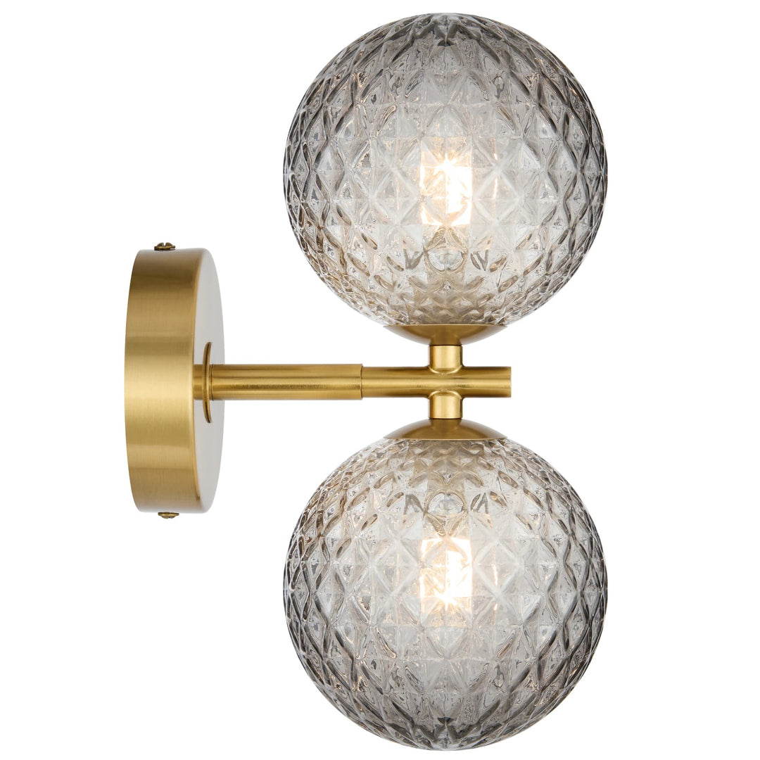 Telbix Antique Gold Felton 2 Light Wall Light | Smoke Tear