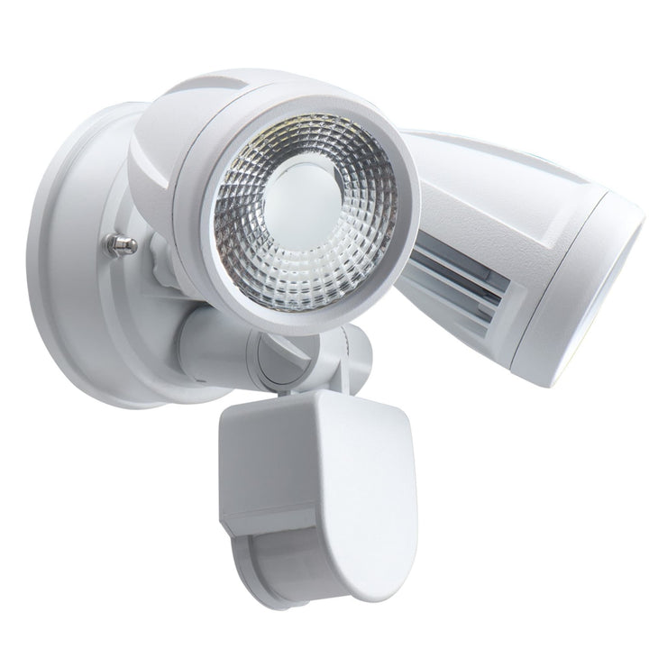 Telbix Illume Twin Exterior LED Spotlight with Sensor | White