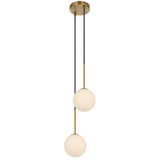 Telbix Gaston Antique Gold 2 Light Pendant Light | Opal Matt