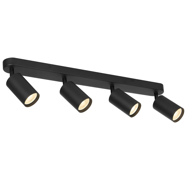 Telbix Picard 4 Light Minimalist Bar Spotlight with Rotatable Heads | Black