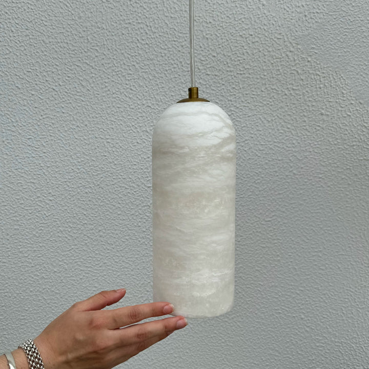 Calibo Bower Modern Alabaster Stone 1 Light Pendant Light | Brass