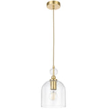 Telbix Rotif Classic Pendant with Clear Glass Dome and Brass Accents | Brass