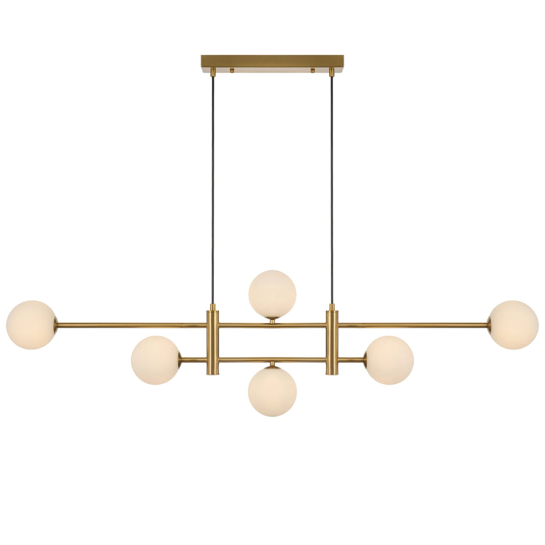 Telbix Antique Gold Tyson 6 Light Pendant | Opal Matt