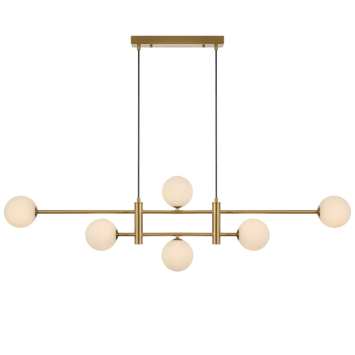 Telbix Antique Gold Tyson 6 Light Pendant | Opal Matt