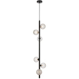 Telbix Black Elson 6 Light Pendant Light | Clear Prism