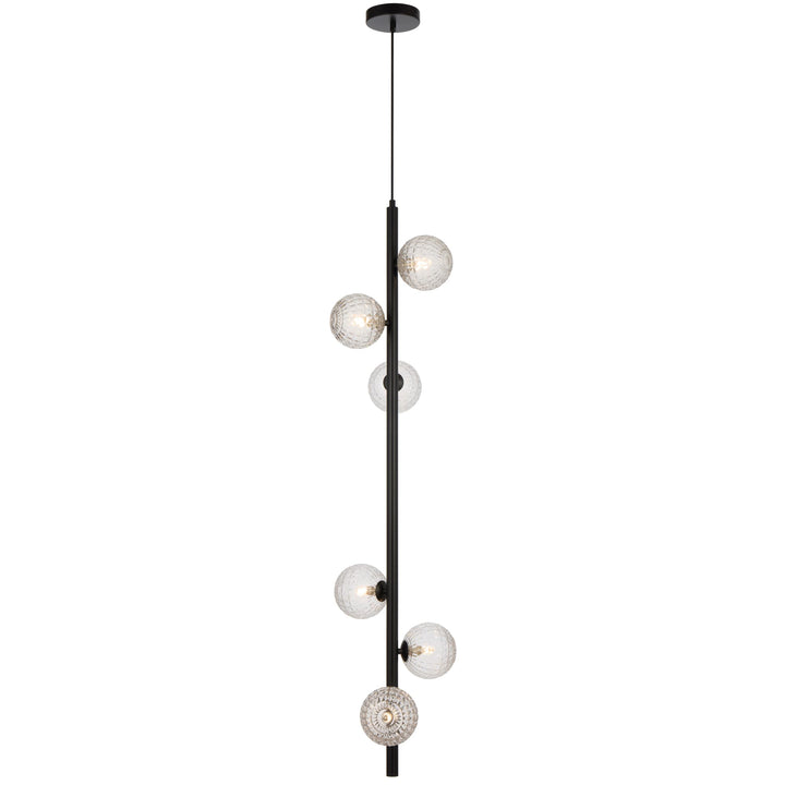 Telbix Black Elson 6 Light Pendant Light | Clear Prism