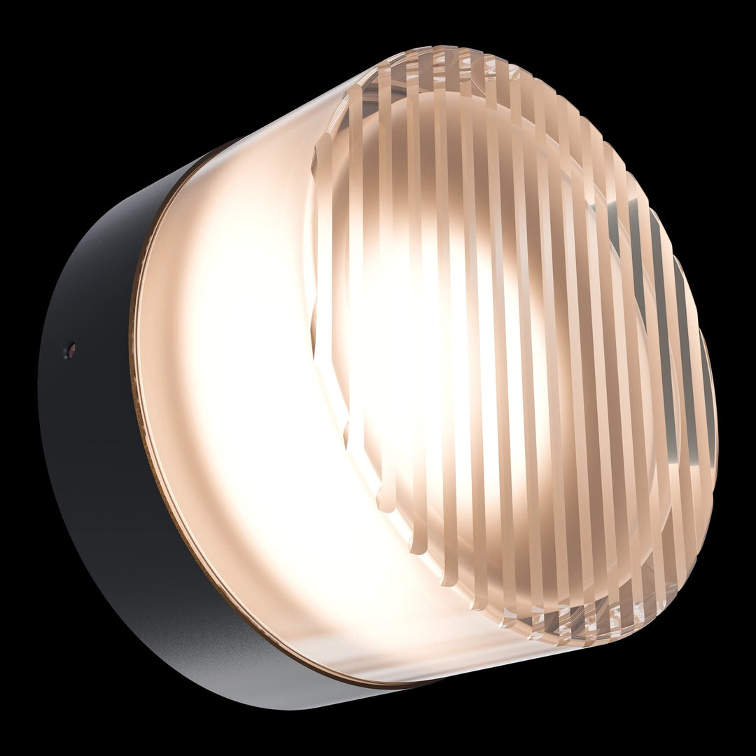Calibo Gull Round Ribbed Acrylic 3CCT LED Exterior Wall Light | Black