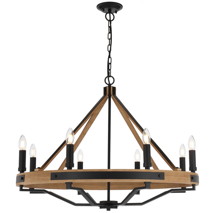 Telbix Darien 8 Light Pendant | Ash Wood